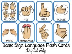 the basic sign language flash cards