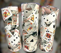 20oz Casino Themed Playing Cards Tumbler comes with lid & Straw Stainless steel tumbler is with double wall vacuum technology to keep drinks hot for over 8 hours and keep them cold for up to 24 hours Casino Royale Centerpieces, Casino Night Christmas Party, 21st Birthday Vegas, Casino Christmas, Casino Art, Playing Card Crafts, Casino Birthday Party, Alice In Wonderland Room, Casino Birthday