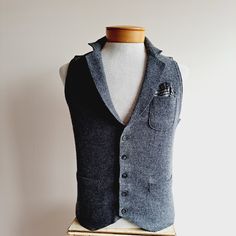 Brand New With Tag. Elegant Fitted Sweater Coat With Pockets, Knitted Wool Vest For Fall, Classic Fitted Winter Vest, Classic Tailored Winter Vest, Classic Fitted Vest For Winter, Classic Wool Winter Vest, Classic Wool Vest For Winter, Winter Classic Wool Vest, Fitted Gray Vest For Layering