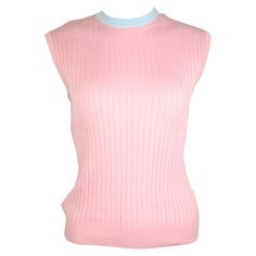 Chanel Pink and Blue Trimming Sleevesless Top For Sale at 1stDibs Pink Tank Top For Daywear, Pink Sleeveless Tank Top For Daywear, Pink Tank Top For Day Wear, Chanel Blouse, Chanel Blue, Chanel Top, Chanel Pink, Pink Chanel, Alter Ego