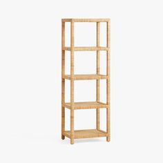 a bamboo shelf with four shelves on each side