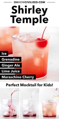 an advertisement for a drink with ice and cherries