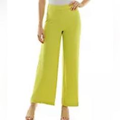 Nanette Lepore Chartreuse Wide Trousers Size 2 Beautiful Chartreuse Green Wide Leg Trouser With Ankle Length Hemline Zipper Button And Hook & Eye Closure 98% Polyester 2% Spandex New With Tags! Chartreuse Green, Wide Trousers, Trousers Pants, Nanette Lepore, Hook Eye, Trouser Pants, Wide Leg Trousers, Green Yellow, Ankle Length