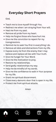 Prayers To Focus On God, Prayers For End Of Day, Everyday Short Prayers, Verses For Feeling Lost, Nothing Nice To Say Quotes, Prayer Routine Ideas, How To Memorize Scripture, Things To Pray For, Prayer Before Studying