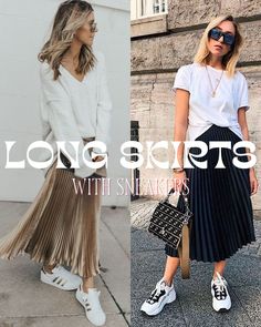 17 Examples Of How To Wear A Pleated Skirt With Sneakers - ljanestyle Patterned Pleated Skirt Outfit, Skirts Sneakers Outfit, Curvy Pleated Skirt Outfit, Pleated Skirt Outfit Street Style, Pleated Skirt With Sneakers Outfit, Outfits With Skirts And Sneakers, Pleated Skirt Sneakers Outfit, Skirt With Tennis Shoes Outfits, What To Wear With A Tulle Skirt