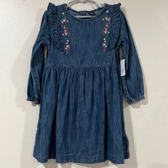 Gap Girls Denim Dress. Nwt. Size 5. Long Sleeve, Denim Dress With Shoulder Ruffles And Embroidered Detailing. Brand New!! Smoke-Free, Pet-Free Home. Long Sleeve Denim Dress With Ruffles, Casual Gap Dress In Medium Wash, Casual Medium Wash Gap Dress, Gap Medium Wash Denim Dress, Gap Casual Medium Wash Dress, Gap Cotton Denim Dress For Spring, Gap Blue Denim Summer Dress, Blue Gap Denim Summer Dress, Cute Medium Wash Spring Dress