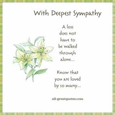 a card with an image of flowers and the words,'with deepest sympathy '