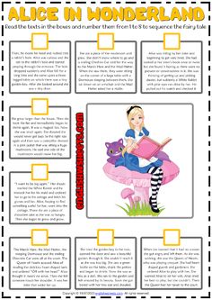 the alice in wonderland story is shown with text and pictures to be read on it