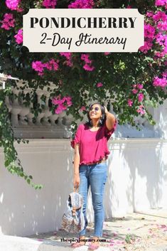 a woman standing in front of pink flowers with the words ponchberry 2 - day giveaway