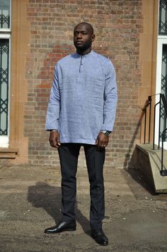 This men's  African Print Wakanda linen shirt with collar is perfect for any  occasion  Hand made Wash at 30 degrees. Wash similar colours, Hand wash for first wash. Also comes in sizes  S- 42 M - 44, L 46 , XL - 48, XXL 50 XXXL- 52  4XL - 54 . Delivery will be between 2 to 3 weeks for tailor-made products Casual Linen Kurta With Relaxed Fit, Casual Linen Kurta For Summer, Men African Wear, Linen Polo Shirt, African Clothing Stores, Blue Linen Shirt, African Print Shirt, Men Blazer, Lilac Blue