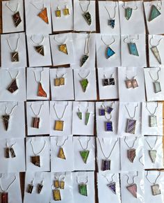 Postage outside of the UK can take up to ONE MONTH to arrive in the lead up to Christmas.  If you require TRACKING please select delivery upgrade. Colourful, eye catching stained glass pendants and earrings. Made with silver plated copper wire, and lead free solder.  Surprisingly light and comfortable to wear and no sharp corners. Please tell me which one you would like under personalisation. You can choose from a selection of chain lengths for them to be mounted on. Each piece is handmade in Sc Fraternity Gifts, Stained Glass Jewelry, Stained Glass Diy, Paper Jewelry, Glass Pendant Necklace, Stained Glass Art, Glass Artists, Stain Glass, Soldering