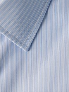 Charvet was founded as a shirtmaker over a century ago, and some of its earliest clients were French royalty. This style is expertly tailored from striped cotton-poplin and fastens with mother-of-pearl buttons. Elegant Shirt With Vertical Stripes For Daywear, Classic Shirt With Vertical Stripes For Daywear, Classic Pinstripe Collared Top, Classic Collared Pinstripe Tops, Striped Business Shirt With Button Cuffs, Classic Blue Top With Concealed Placket, Classic Pinstripe Cotton Top, Classic Pinstripe Tops With Button Cuffs, Formal Striped Shirt With Button Cuffs