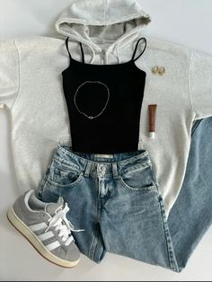 brandy melville garage tank top super low jeans adidas outfit inspo Low Jeans, Outfit Inspo Casual, Trendy Outfits For Teens, Casual School Outfits, Adidas Outfit, Swaggy Outfits, Simple Trendy Outfits, Cute Everyday Outfits, Really Cute Outfits