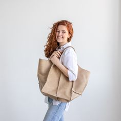 This handmade women tote bag is produced of crazy horse leather. It has one large compartment and has one pocket - inside. This bag is simple, reliable, and durable. Its universal look allows to use the tote bag for various purposes. One may take the bag to the work, shopping, meeting, or walk and feel comfortable with it at any conditions. Size and Dimensions: Large: Height: 16.14 inches (41 cm) Width: 12.2 inches (31 cm) Depth: 10.2 inches (26 cm) Inside pocket: Height: 12.2 inches (31 cm) Wid Travel Tote Bag With Vegetable-tanned Leather, Large Beige Leather Bag, Vegetable-tanned Shoulder Bag For Everyday, Everyday Vegetable-tanned Shoulder Bag, Beige Leather Tote Weekender Bag, Beige Leather Weekender Bag For Shopping, Bag Leather Women, Everyday Shoulder Bag, Slouchy Bag