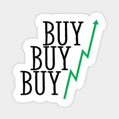 a sticker that says buy buy and an arrow pointing up to the right side