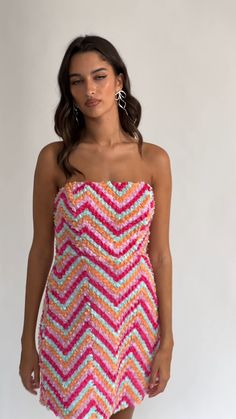 Trendy Lined Mini Dress For Parties, Trendy Lined Party Dresses, Multicolor Lined Mini Dress For Party, Lined Multicolor Mini Dress For Party, Lined Multicolor Mini Dress, Party Multicolor Lined Mini Dress, Pink Lined Party Dress, Wedding Team, Chevron Pattern