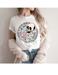 Skeleton Mom: Sipping Sanity, Raising Sass-Free Souls Cotton Tee – Oopsie Daisy Free Soul, A Glass Of Wine, Glass Of Wine, Unique Shirt, Who Knows, How To Find