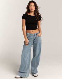 RSQ Womens Low Rise Wide Leg Jeans - LIGHT WASH | Tillys Low Rise Jeans Outfit Summer, Low Rise Baggy Pants, Low Rise Baggy Jeans Outfit, Low Waist Jeans Outfit, Clothes Inpso, Low Waisted Baggy Jeans, Billie Concert, Low Rise Jeans Outfit, Low Rise Wide Leg Jeans