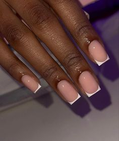 Gel Nails Extra Short, Short American French Nails, French Cream Nails, Box French Nails, Short Sns Nails With Tips, Natural Color Acrylic Nails Short, Nurse Nails Natural, Short Nails For Nurses, Russian Manicure Short Nails