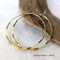 14K Gold Filled Miyuki Glass Bead Large Hoop Earrings, Assorted Color Themes Sterling Silver or Gold Turquoise Hoops Boho Seed Bead Hoops - Etsy Seed Bead Hoop Earrings, Boho Hoop Earrings, Turquoise Hoops, Beaded Earrings Diy, Seed Bead Patterns, Earring Ideas, Earrings Inspiration, Large Hoop Earrings, Beaded Hoop Earrings