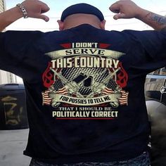 the back of a man's shirt that says i don't serve this country