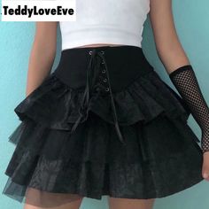 Black Ruffle Mini Skirt, Streetwear Skirt, Black Tutu Skirt, Goth Skirt, E Girl Outfits, Harajuku Outfits, Black Pleated Skirt, Ball Gown Skirt, Y2k Aesthetic Outfits