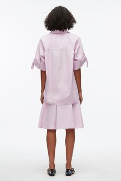 Tucked Front Shirt Dress – 3.1 Phillip Lim Casual Summer Shirt Dress With Pleated Waist, Oversized Short Sleeve Workwear Dress, Spring Workwear Dress With Relaxed Skirt, Relaxed Skirt Dress For Spring Workwear, Oversized Short Sleeve Dresses For Work, Spring Dresses For Work With Relaxed Skirt, Summer Office Shirt Dress With Spread Collar, Chic Poplin Workwear Dresses, Summer Office Shirt Dress Pleated