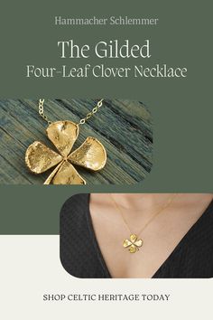 This is the real four-leaf clover hand-plated with a layer of 24K gold to create a one-of-a-kind pendant featuring the Irish symbol for good luck 🍀 Symbol For Good Luck, Golf Necklace, Irish Symbols, Morganite Earrings, How To Clean Silver, Hammacher Schlemmer, Four Leaf Clover Necklace, Clover Pendant, Jewelry Real