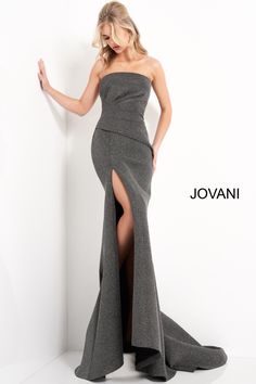 Jovani 05490 Black Silver Pleated Bodice Evening Dress Exquisite Gowns, Prom Shopping, Black Tie Dress, Embellished Gown, Designer Prom Dresses, Prom Designs, Strapless Gown, Pleated Bodice, Mermaid Skirt