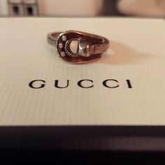 This Awesome Gucci 925 Horseshoe Ring Is In Great Vintage Condition! Gucci Made This Ring In Blue, Green, And Brown Enamel (With Matching Bracelets) And Has Become Rare, Super Collectible Items! Measures About 6." Marked '925 Gucci Italy.' Enamel Is In Good Shape, Silver Has Light Scratches. Please Ask Questions As Condition Is Subjective! Everything I Sell Is 100% Authentic Guaranteed, Thank You Gucci Sterling Silver Jewelry With Heart Charm, Gucci Silver Heart Ring, Designer Gucci Heart-shaped Jewelry, Classic Gucci Jewelry With Silver-tone Logo Plaque, Gucci Heart-shaped Jewelry For Gifts, Horseshoe Ring, Gucci Jewelry, Brown Silver, Silver Enamel