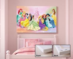 a bedroom scene with focus on the princesses