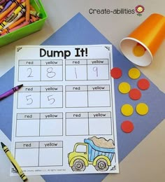 a printable dump it worksheet with crayons and markers