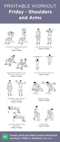 the printable workout guide for friday - shoulder and arms