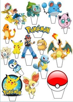 a bunch of different pokemon characters are grouped together