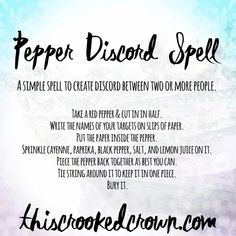 Pepper Discord Spell [Spell Saturday #71] – This Crooked Crown Simple Curses Witchcraft, Curse Enemy Spell, Third Party Removal Spell, Uncrossing Spell, Dark Magic Spells, Fall In Love With Me