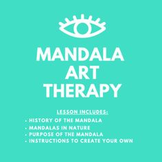 This is a PowerPoint presentation I use in my Psychology class to talk about Mandalas and their use in Psychology/ Therapy. The PowerPoint discusses the history of Mandalas (including info about Carl Jung's strong belief in them), the purpose of Mandalas, Mandalas found in nature, how they are used in Art Therapy, and specific instructions for how students can make their own Mandalas at the end!This takes up my entire 1-hour class period (15-20 minutes for the lecture and 40-45 minutes for the s Meditation Mandala Art Therapy, Color Mandala Art, Circle Mandala Art, Aesthetic Mandala Art, Therapeutic Art Activities, Calming Corner, Mindful Art, Mandala Rock Art, Creativity Exercises