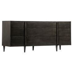 the sideboard is made from wood and has three drawers, one with two doors