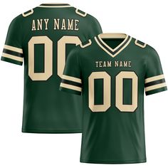 a green football jersey with the name and number on it, that reads any name