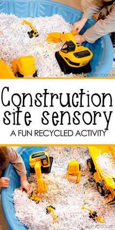 construction site sensory activity for kids to play in the sand and make their own toys