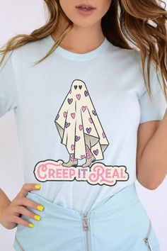 CREEP IT REAL,GHOST,HALLOWEEN UNISEX SHORT SLEEVE,GRAPHIC TEE,GRAPHIC TSHIRTS,TSHIRTS,TEES100%COTTON,HEATHER(52%COTTON,48%POLY),ATH.HEATHER,BLACK HEATHER(90%COTTON,10%POLY)NICARAGUAMade In: Nicaragua Real Ghost, Creep It Real, Real Ghosts, Halloween Graphic Tees, Ghost Halloween, Swimwear Sale, Unisex Shorts, Heather Black, Nicaragua