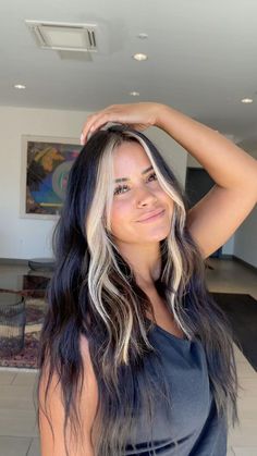 Bold white blonde face frame money piece with black hair in 2022 | Hair color for black hair, Brown hair underneath, Black to blonde hair Blonde Underneath Hair, Blonde Underneath, Money Pieces, Dark Brunette Hair, Hair Color Underneath, Blonde Streaks, Brown Hair Inspo, Hair Color Streaks, Money Piece