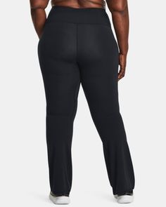 Ultra-soft fabric is breathable & comfortable|4-way stretch material moves better in every direction|Wide, flat waistband sits just right on the hips|Side drop-in pocket Pants And Leggings, Flare Pants, Soft Fabric, Black Pants, To Work, Soft Fabrics, Under Armour, Motion, Tights