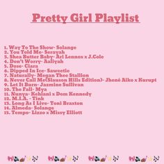 the pretty girl playlist is shown in pink