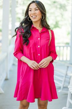 Share Your Story Fuchsia Pink Shirt Dress – Shop the Mint Pink Shirt Dress, Share Your Story, Cruise Outfits, Cute Spring Outfits, Casual Work Outfits, Fuchsia Pink, Button Down Dress, Model Fits, Summer Look