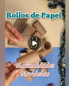 an image of rolls of paper being rolled into the shape of a christmas tree with text reading rollos de papel manualiales naviddenas