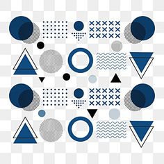 blue and white geometric shapes on a transparent background