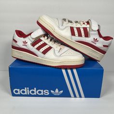 adidas Forum 84 Low Cloud White Team Power Red (GY6981) - Men's Size 10 100% Authentic, Brand New Deadstock Will be shipped same day as payment Bid with confidence, check our feedback Adidas Star, Power Red, Adidas Forum, Red Pictures, Adidas Athletic Shoes, Cloud White, White And Red, Adidas Shoes, Candy Cane