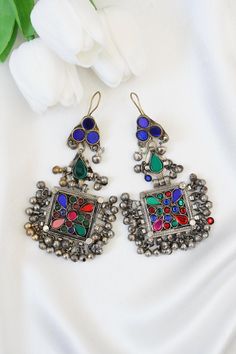 Afghan Jewellery Authentic Traditional Handmade Earrings. Get in contact with us if there is any queries regarding the item. Check out my page for other items. Help my small business and promote Afghan culture by placing an order with us. We have different kinds and types of Afghan Vintage Jewelleries! Your feedback is much appreciated. Please let us know the item arrived safely! Bohemian Tilla Earrings For Celebration, Vintage Metal Chandbali Danglers, Vintage Chandbali Jhumkas For Festive Occasions, Heavy Antique Earrings For Festive Occasions, Festive Vintage Chandbali Danglers, Festive Vintage Earrings With Oxidized Finish, Vintage Latkans Danglers For Festive Occasions, Vintage Danglers With Latkans For Festive Season, Festive Vintage Danglers With Latkans