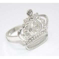 a silver ring with a crown on it