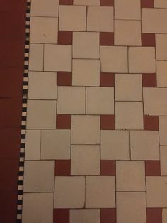 a black and white cat laying on top of a tiled floor